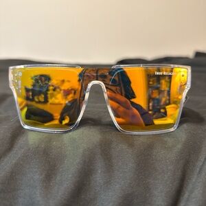 True Religion Clear Frame Sunglasses with Amber Lenses